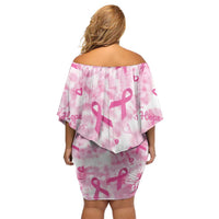 Breast Cancer Awareness Pink Ribbon Family Matching Off Shoulder Short Dress and Hawaiian Shirt Tie Dye Style - Wonder Print Shop