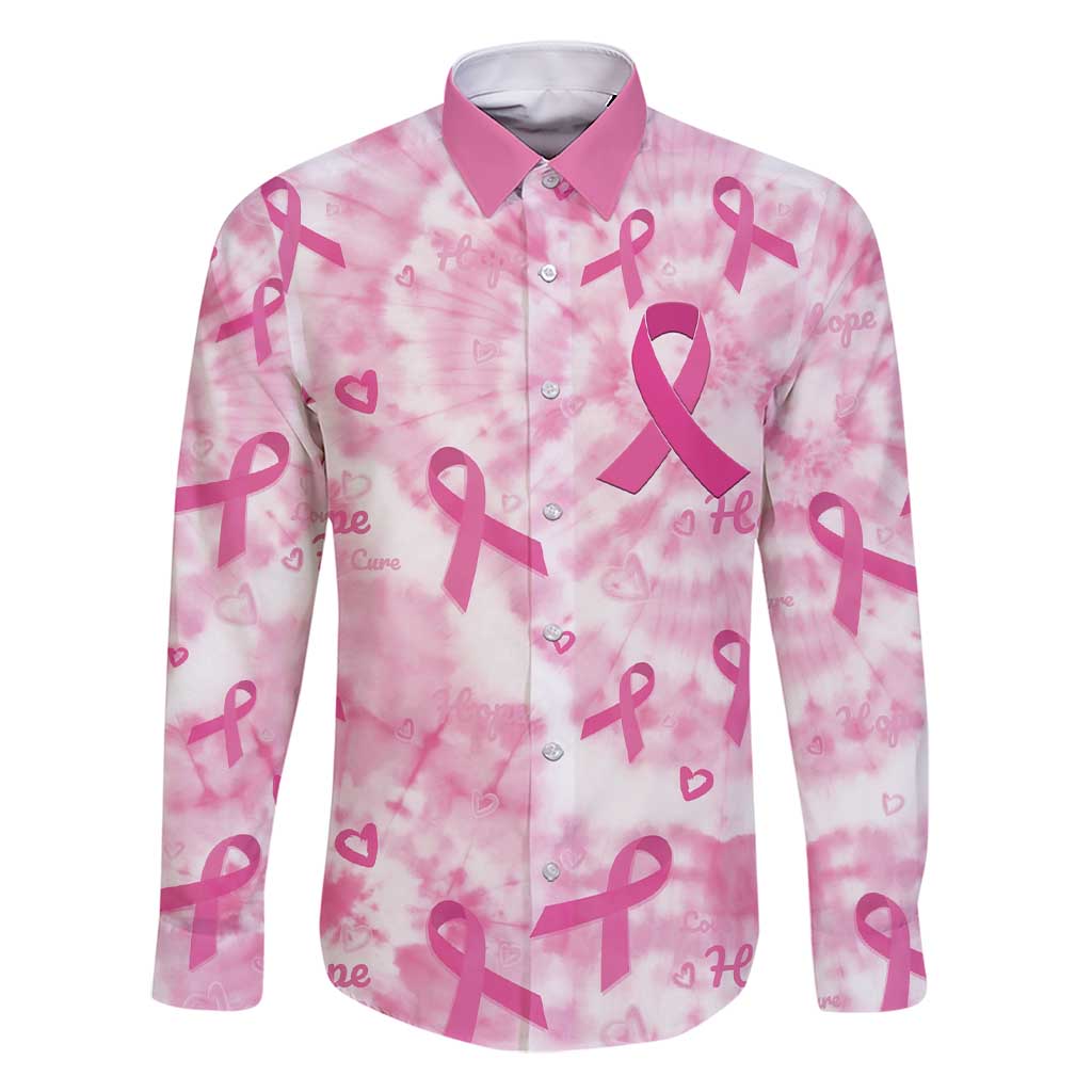 Breast Cancer Awareness Pink Ribbon Family Matching Short Sleeve Bodycon Dress and Hawaiian Shirt Tie Dye Style - Wonder Print Shop