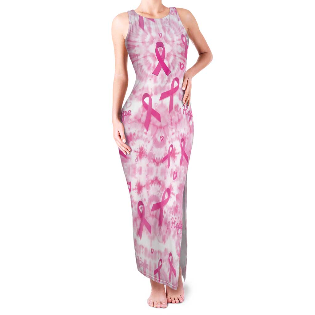 Breast Cancer Awareness Pink Ribbon Family Matching Tank Maxi Dress and Hawaiian Shirt Tie Dye Style - Wonder Print Shop