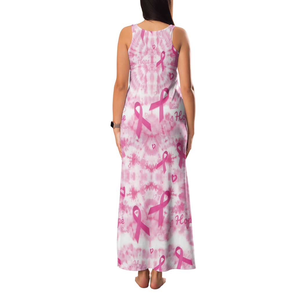 Breast Cancer Awareness Pink Ribbon Family Matching Tank Maxi Dress and Hawaiian Shirt Tie Dye Style - Wonder Print Shop