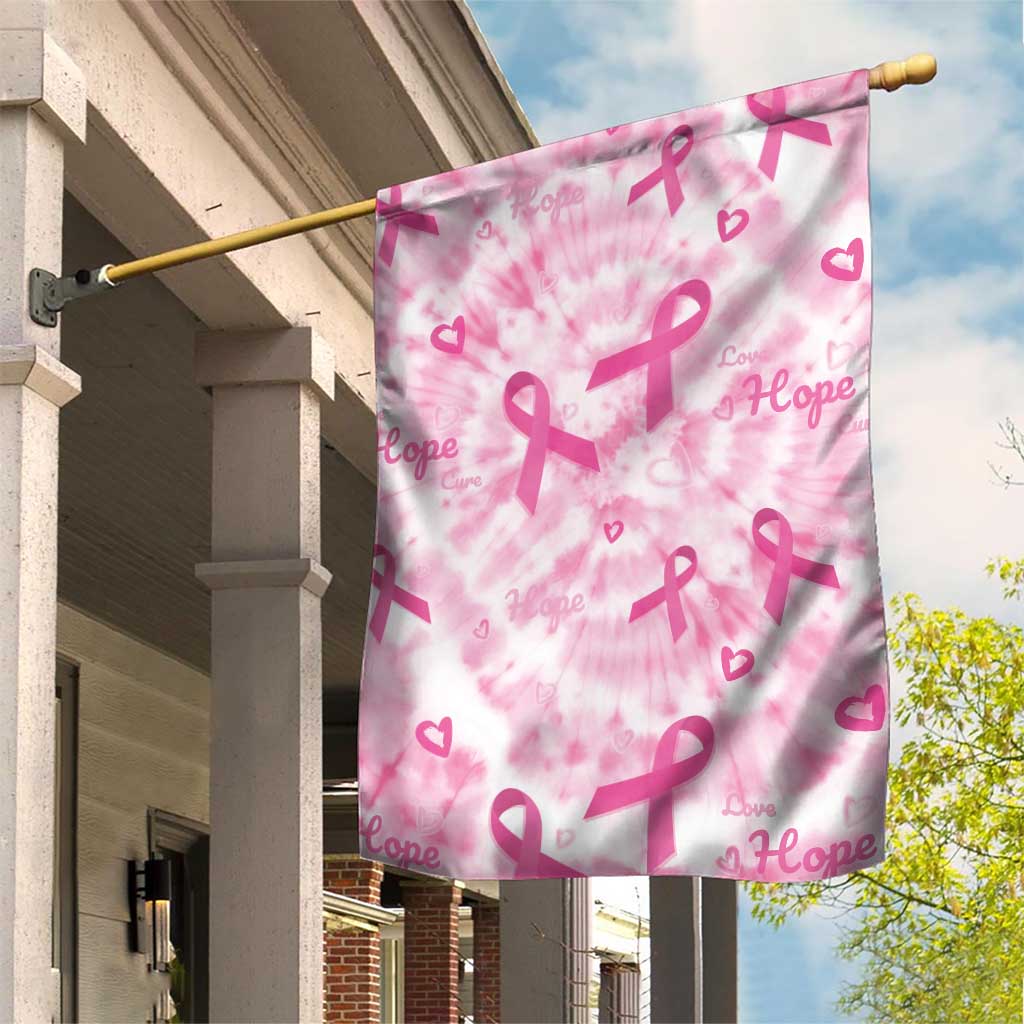 Breast Cancer Awareness Pink Ribbon Garden Flag Tie Dye Style - Wonder Print Shop
