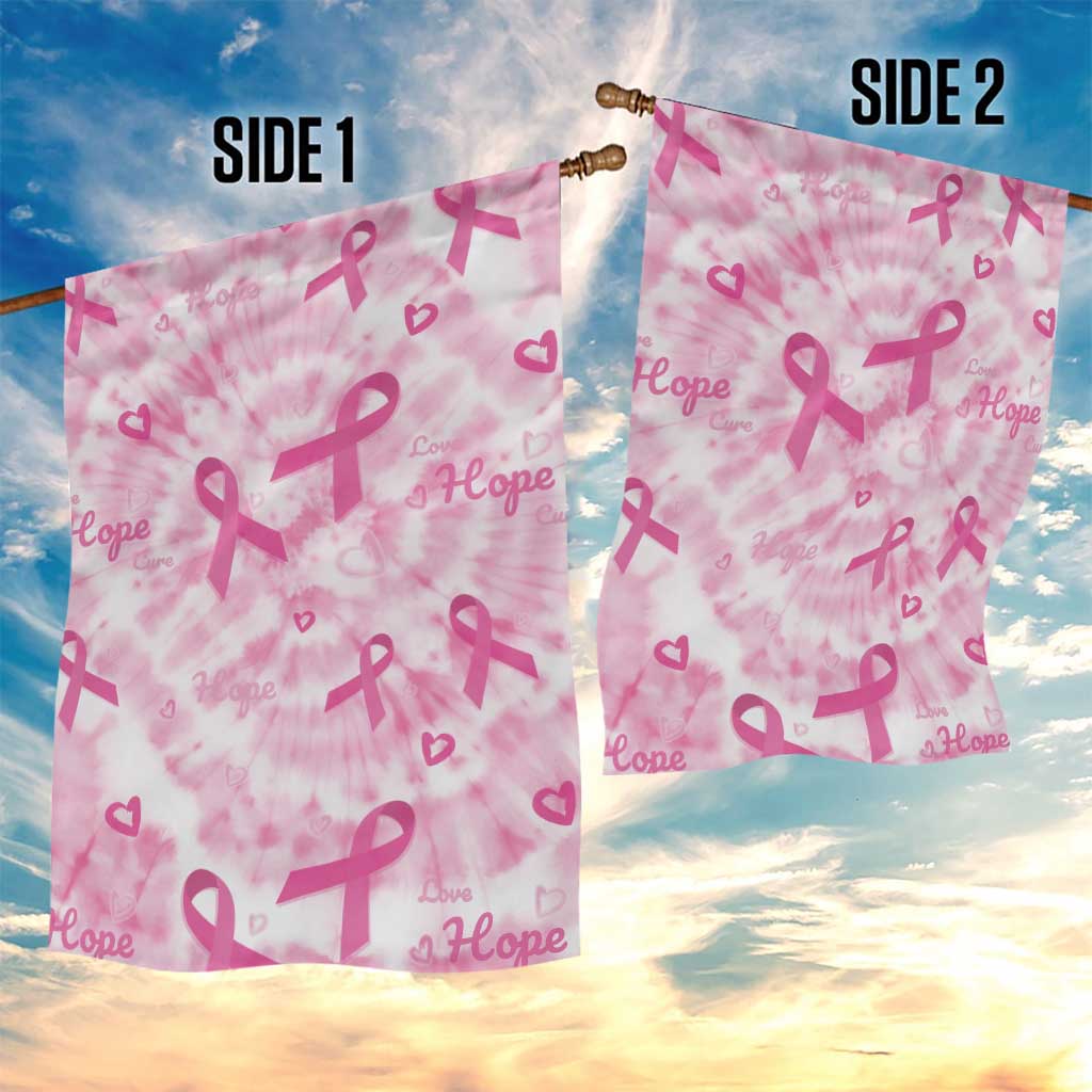 Breast Cancer Awareness Pink Ribbon Garden Flag Tie Dye Style - Wonder Print Shop