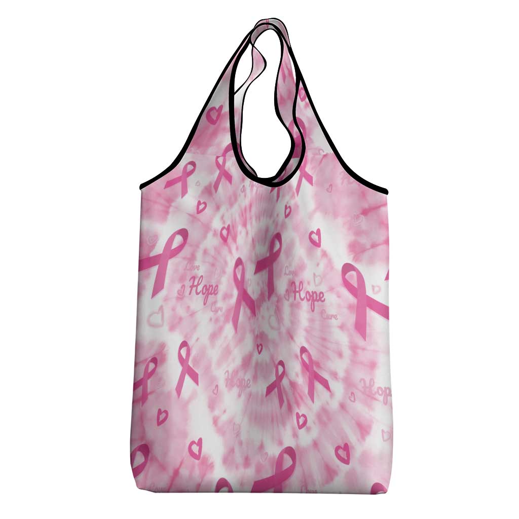 Breast Cancer Awareness Pink Ribbon Grocery Bag Tie Dye Style - Wonder Print Shop