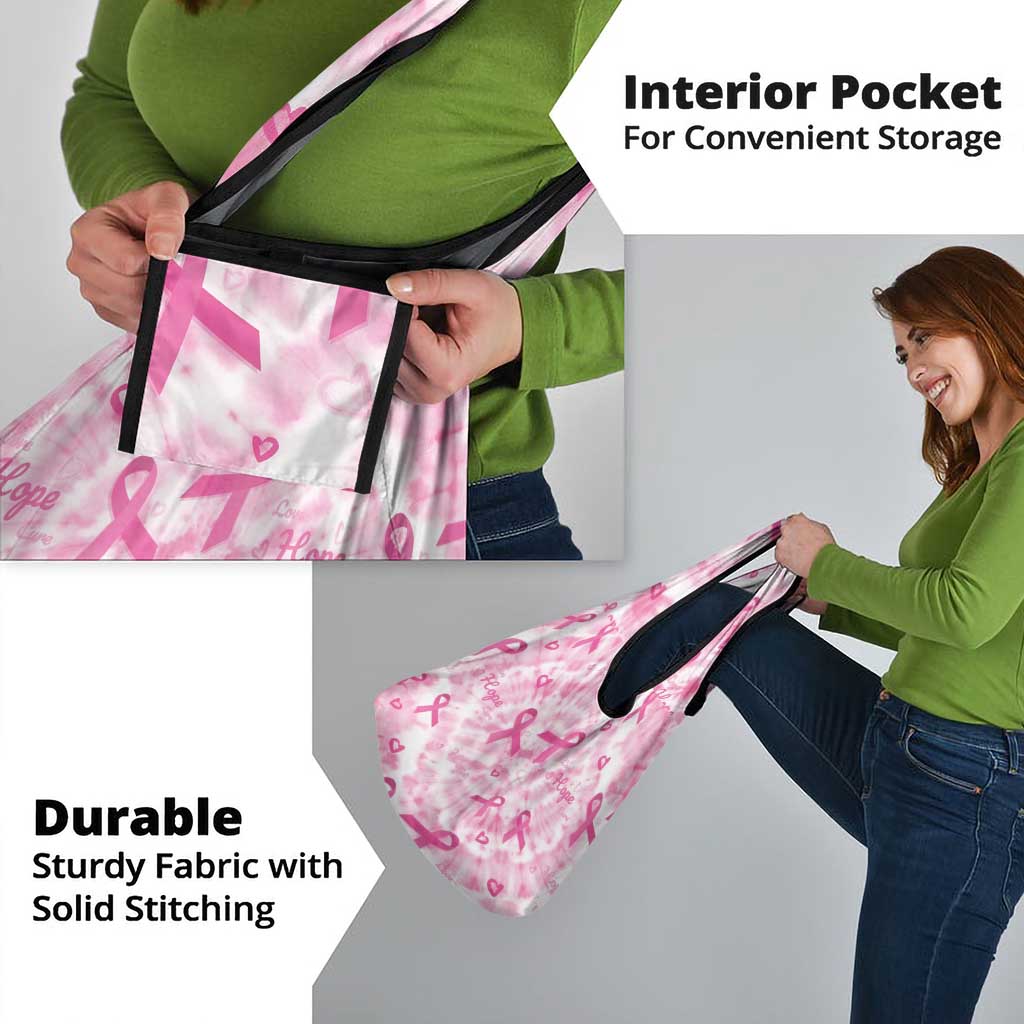 Breast Cancer Awareness Pink Ribbon Grocery Bag Tie Dye Style - Wonder Print Shop