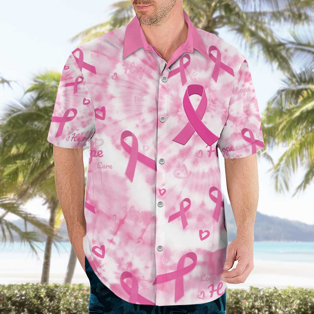 Breast Cancer Awareness Pink Ribbon Hawaiian Shirt Tie Dye Style - Wonder Print Shop