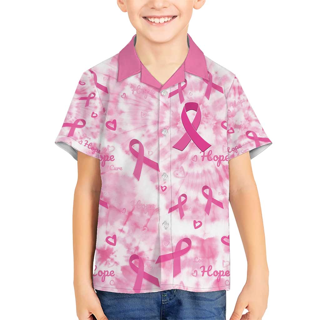 Breast Cancer Awareness Pink Ribbon Kid Hawaiian Shirt Tie Dye Style - Wonder Print Shop