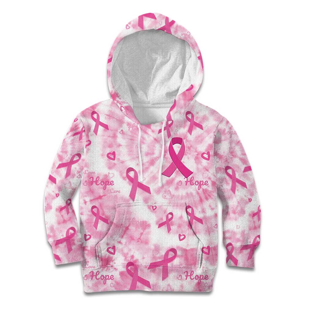 Breast Cancer Awareness Pink Ribbon Kid Hoodie Tie Dye Style - Wonder Print Shop