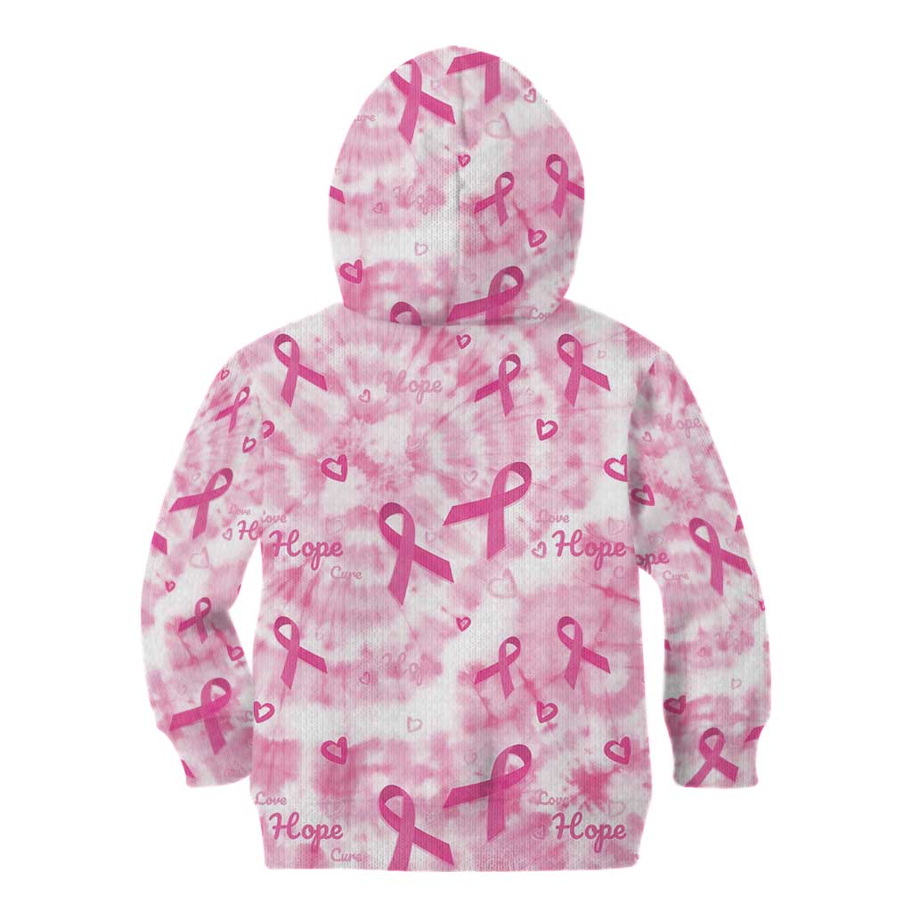 Breast Cancer Awareness Pink Ribbon Kid Hoodie Tie Dye Style - Wonder Print Shop