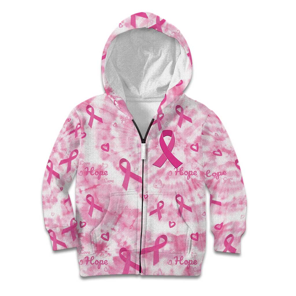 Breast Cancer Awareness Pink Ribbon Kid Hoodie Tie Dye Style - Wonder Print Shop