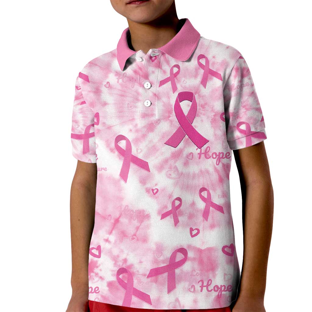 Breast Cancer Awareness Pink Ribbon Kid Polo Shirt Tie Dye Style - Wonder Print Shop