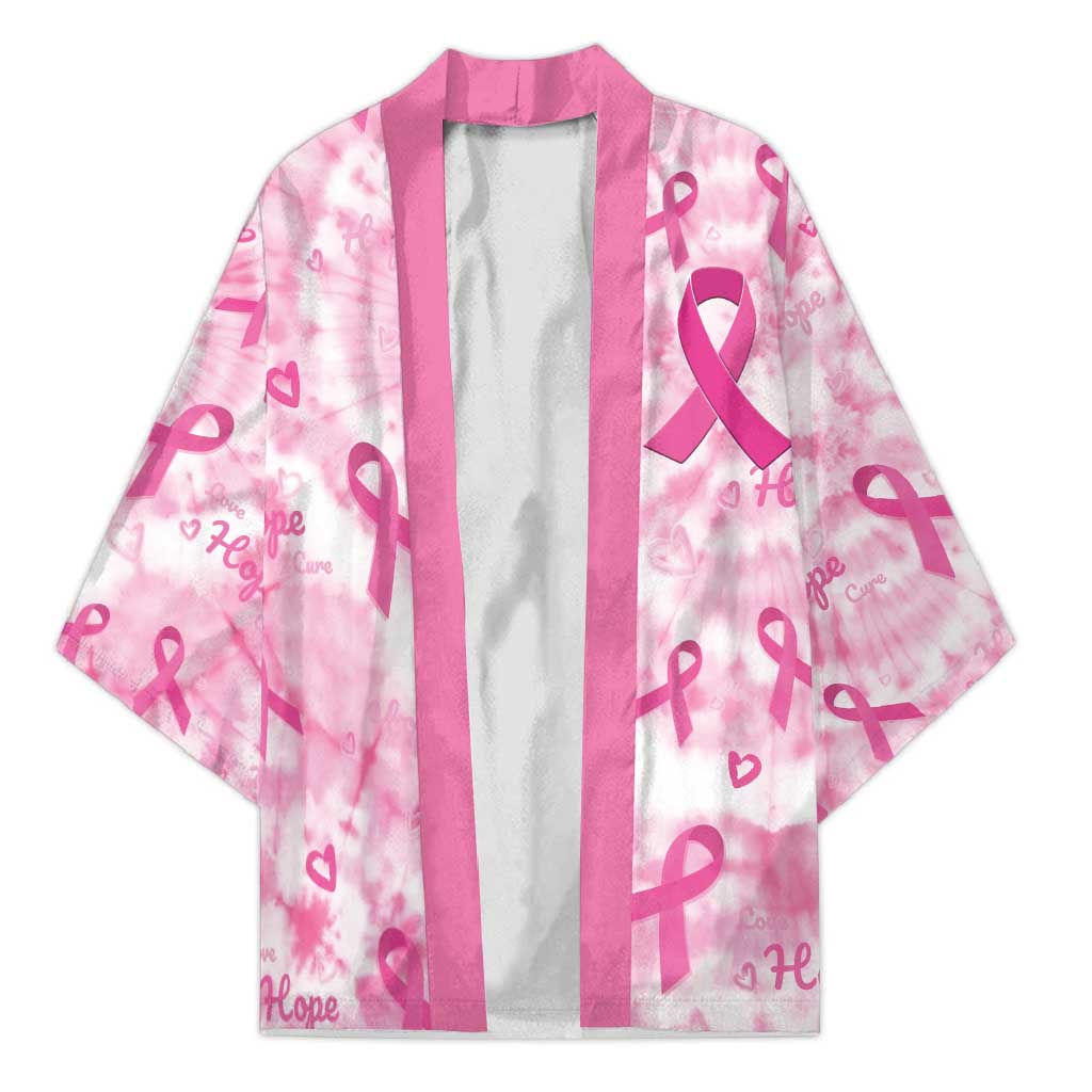 Breast Cancer Awareness Pink Ribbon Kimono Tie Dye Style - Wonder Print Shop