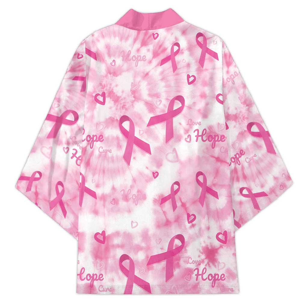 Breast Cancer Awareness Pink Ribbon Kimono Tie Dye Style - Wonder Print Shop