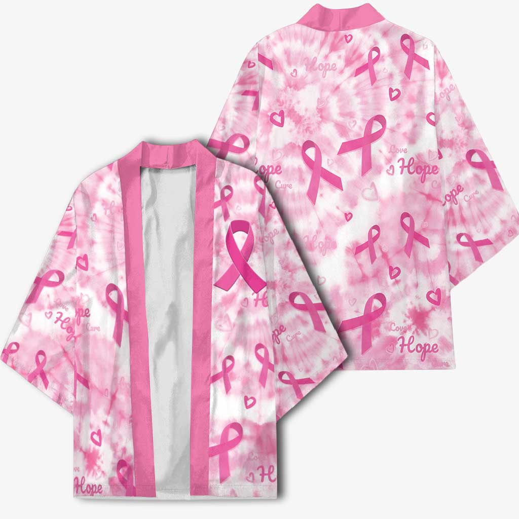 Breast Cancer Awareness Pink Ribbon Kimono Tie Dye Style - Wonder Print Shop