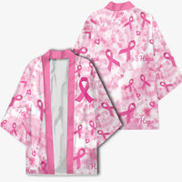 Breast Cancer Awareness Pink Ribbon Kimono Tie Dye Style - Wonder Print Shop