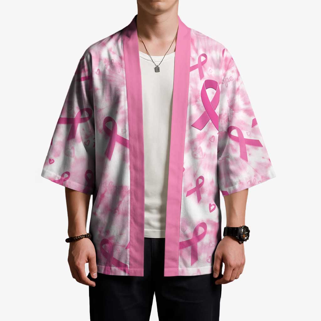 Breast Cancer Awareness Pink Ribbon Kimono Tie Dye Style - Wonder Print Shop