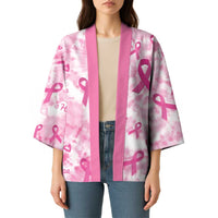 Breast Cancer Awareness Pink Ribbon Kimono Tie Dye Style - Wonder Print Shop