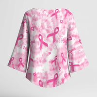 Breast Cancer Awareness Pink Ribbon Kimono Sleeve Blouse Tie Dye Style - Wonder Print Shop