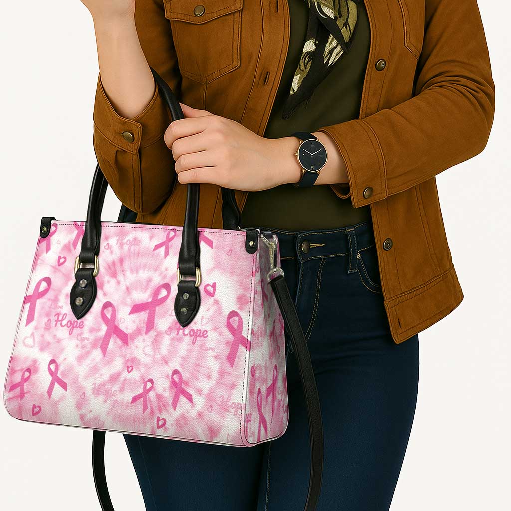 Breast Cancer Awareness Pink Ribbon Leather Bag Tie Dye Style - Wonder Print Shop