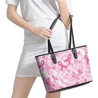 Breast Cancer Awareness Pink Ribbon Leather Tote Bag Tie Dye Style - Wonder Print Shop