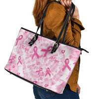 Breast Cancer Awareness Pink Ribbon Leather Tote Bag Tie Dye Style - Wonder Print Shop