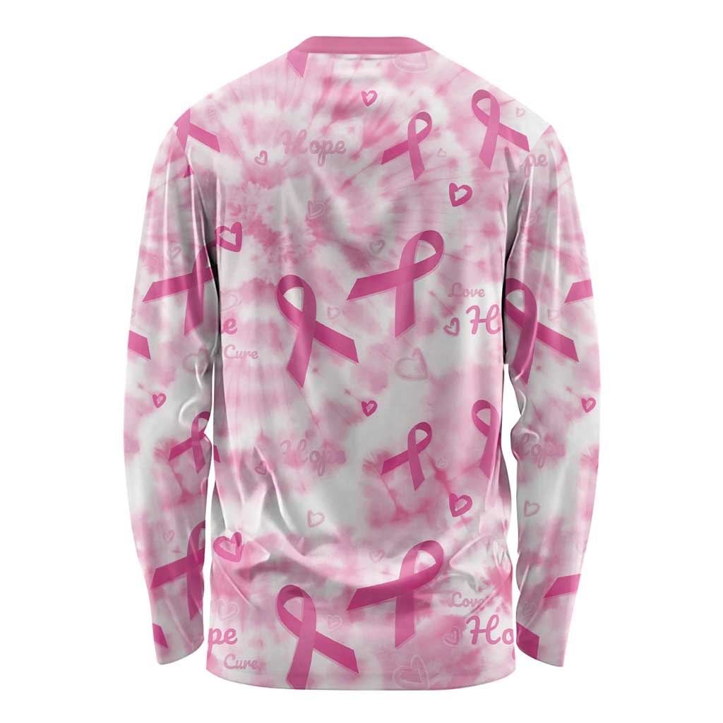 Breast Cancer Awareness Pink Ribbon Long Sleeve Shirt Tie Dye Style - Wonder Print Shop