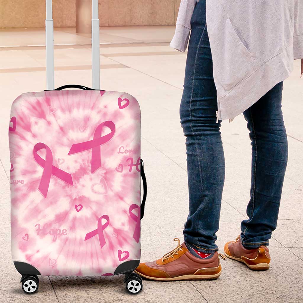 Breast Cancer Awareness Pink Ribbon Luggage Cover Tie Dye Style - Wonder Print Shop