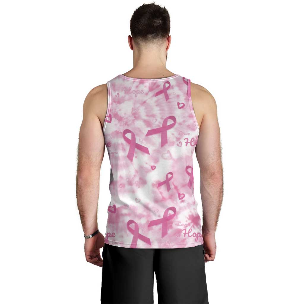 Breast Cancer Awareness Pink Ribbon Men Tank Top Tie Dye Style - Wonder Print Shop