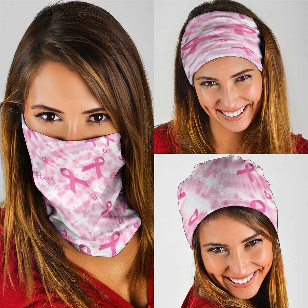 Breast Cancer Awareness Pink Ribbon Neck Gaiter Tie Dye Style - Wonder Print Shop