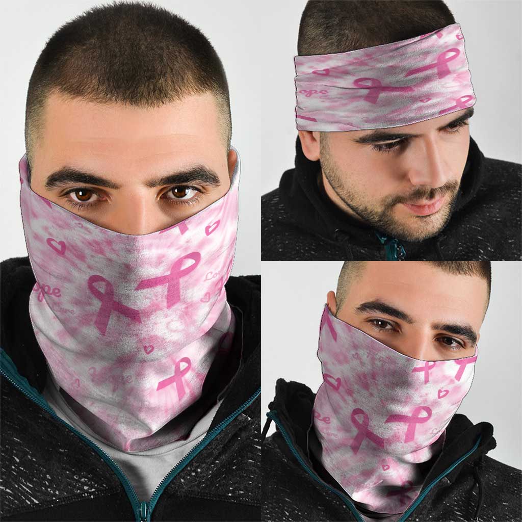 Breast Cancer Awareness Pink Ribbon Neck Gaiter Tie Dye Style - Wonder Print Shop
