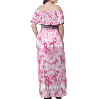 Breast Cancer Awareness Pink Ribbon Off Shoulder Maxi Dress Tie Dye Style - Wonder Print Shop