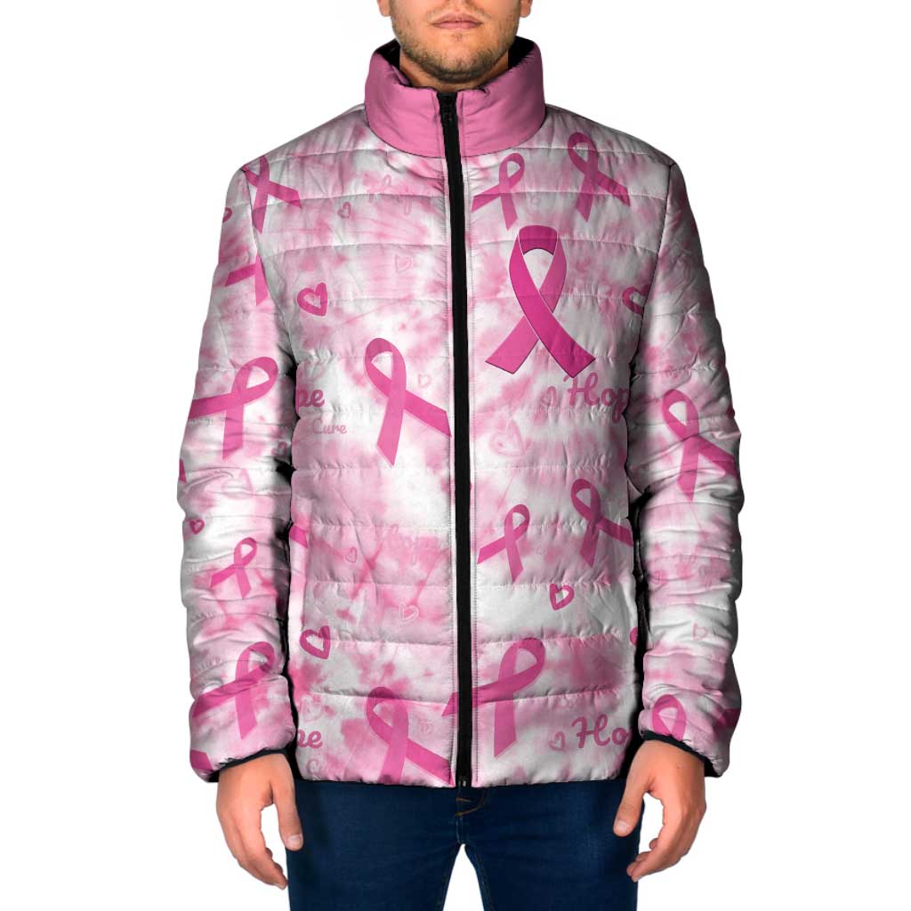 Breast Cancer Awareness Pink Ribbon Padded Jacket Tie Dye Style - Wonder Print Shop
