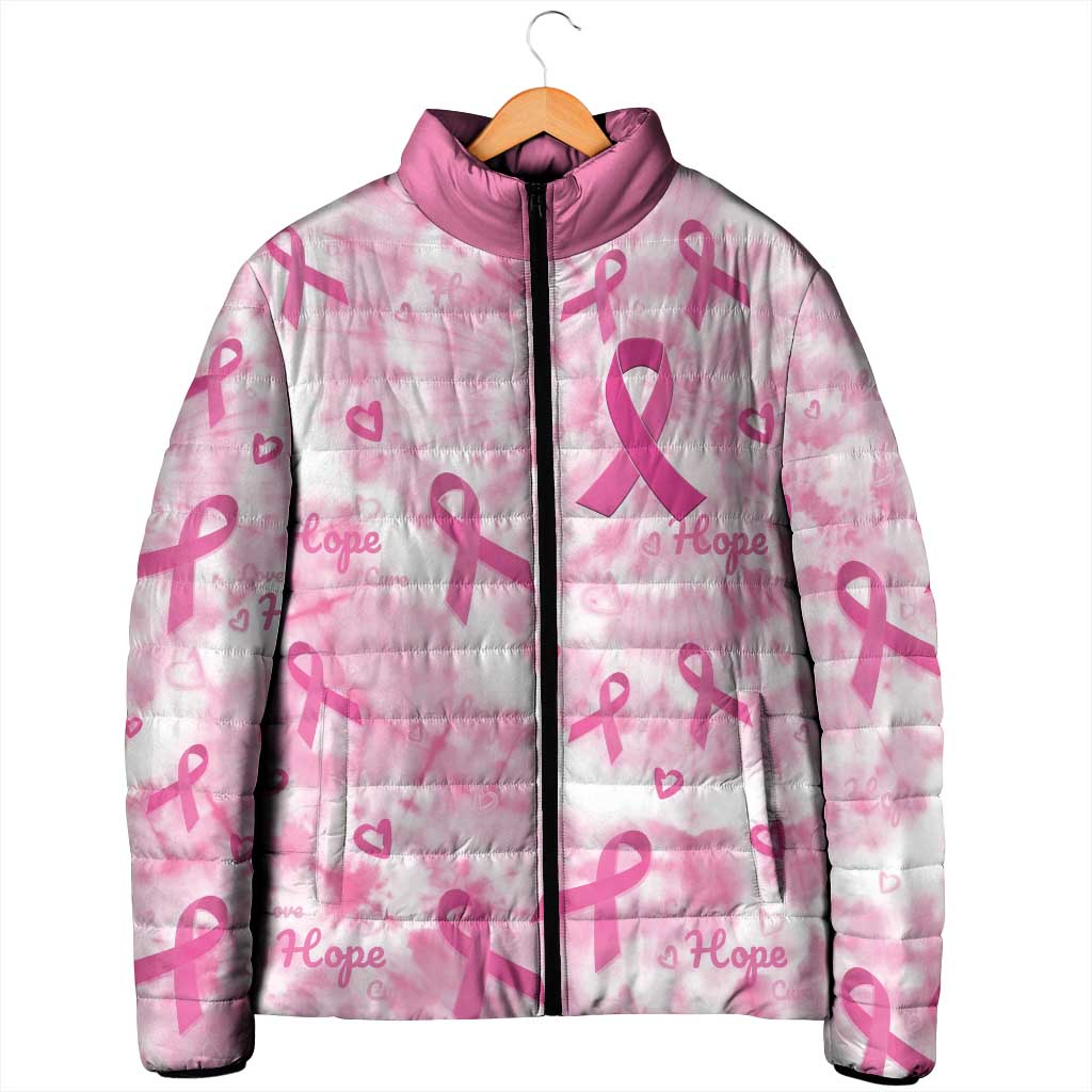 Breast Cancer Awareness Pink Ribbon Padded Jacket Tie Dye Style - Wonder Print Shop