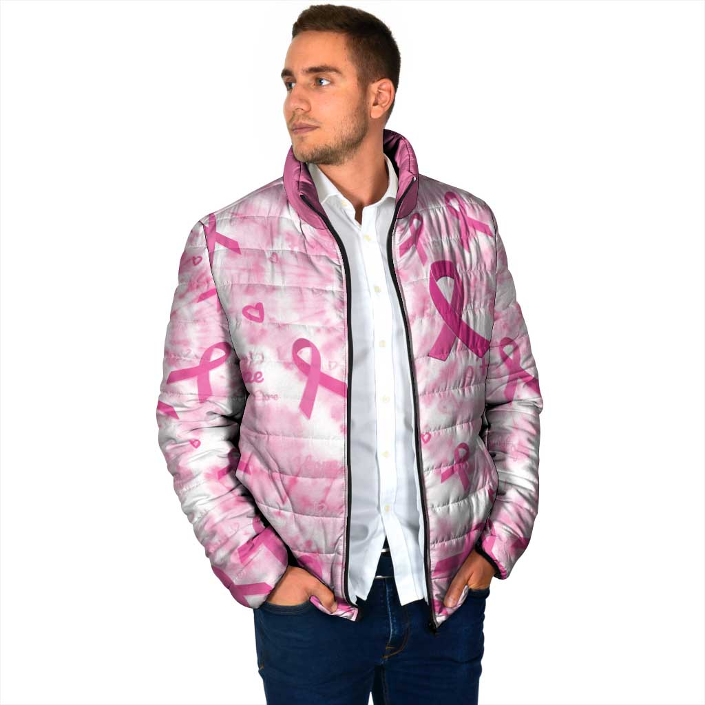 Breast Cancer Awareness Pink Ribbon Padded Jacket Tie Dye Style - Wonder Print Shop
