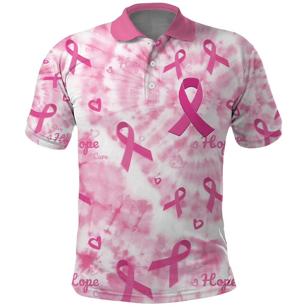 Breast Cancer Awareness Pink Ribbon Polo Shirt Tie Dye Style - Wonder Print Shop