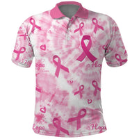 Breast Cancer Awareness Pink Ribbon Polo Shirt Tie Dye Style - Wonder Print Shop