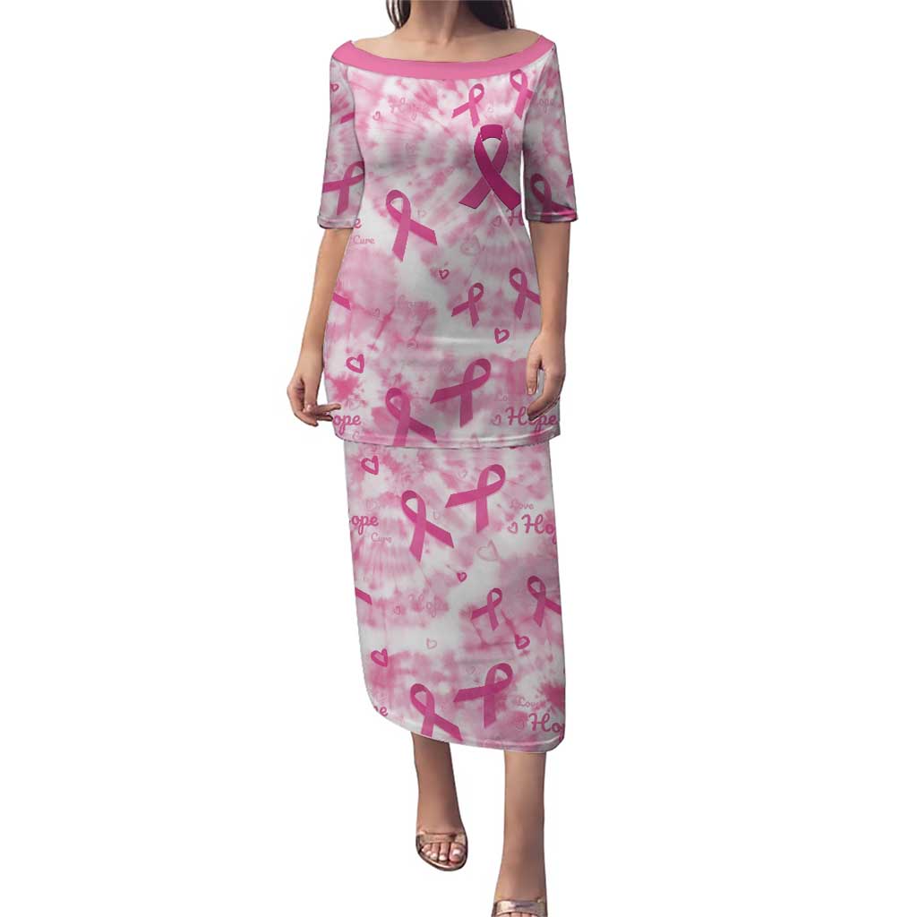 Breast Cancer Awareness Pink Ribbon Puletasi Tie Dye Style - Wonder Print Shop