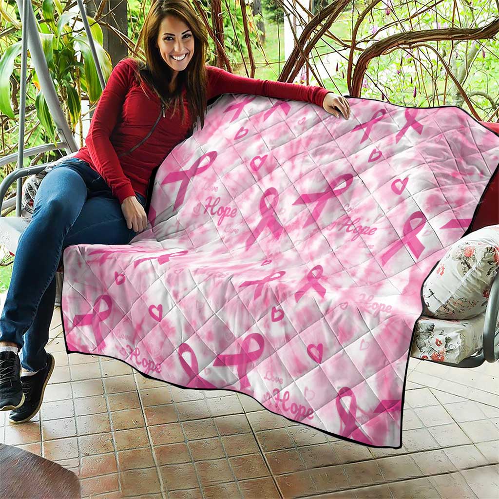 Breast Cancer Awareness Pink Ribbon Quilt Tie Dye Style - Wonder Print Shop