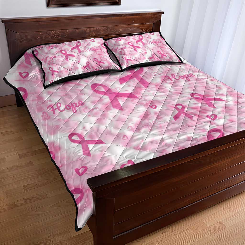 Breast Cancer Awareness Pink Ribbon Quilt Bed Set Tie Dye Style - Wonder Print Shop