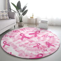 Breast Cancer Awareness Pink Ribbon Round Carpet Tie Dye Style - Wonder Print Shop