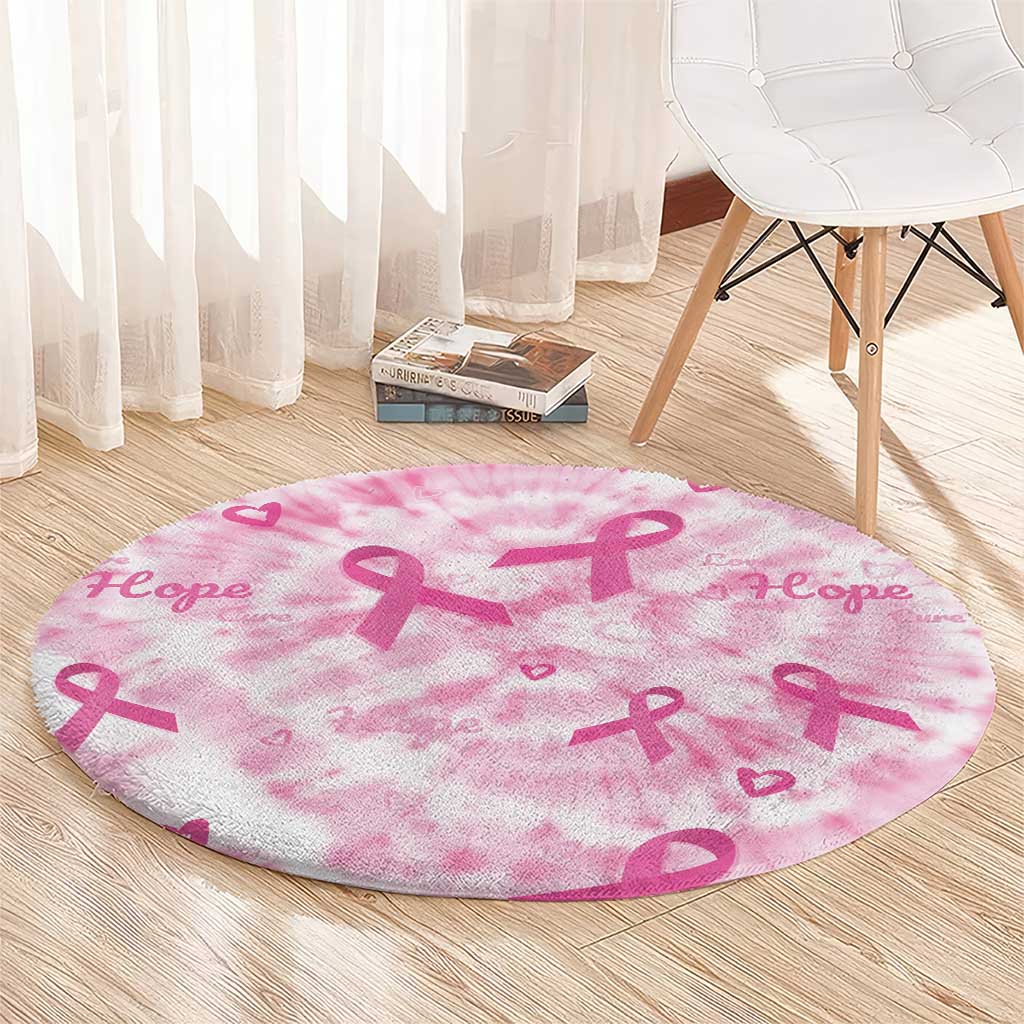 Breast Cancer Awareness Pink Ribbon Round Carpet Tie Dye Style - Wonder Print Shop
