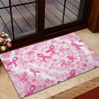 Breast Cancer Awareness Pink Ribbon Rubber Doormat Tie Dye Style - Wonder Print Shop