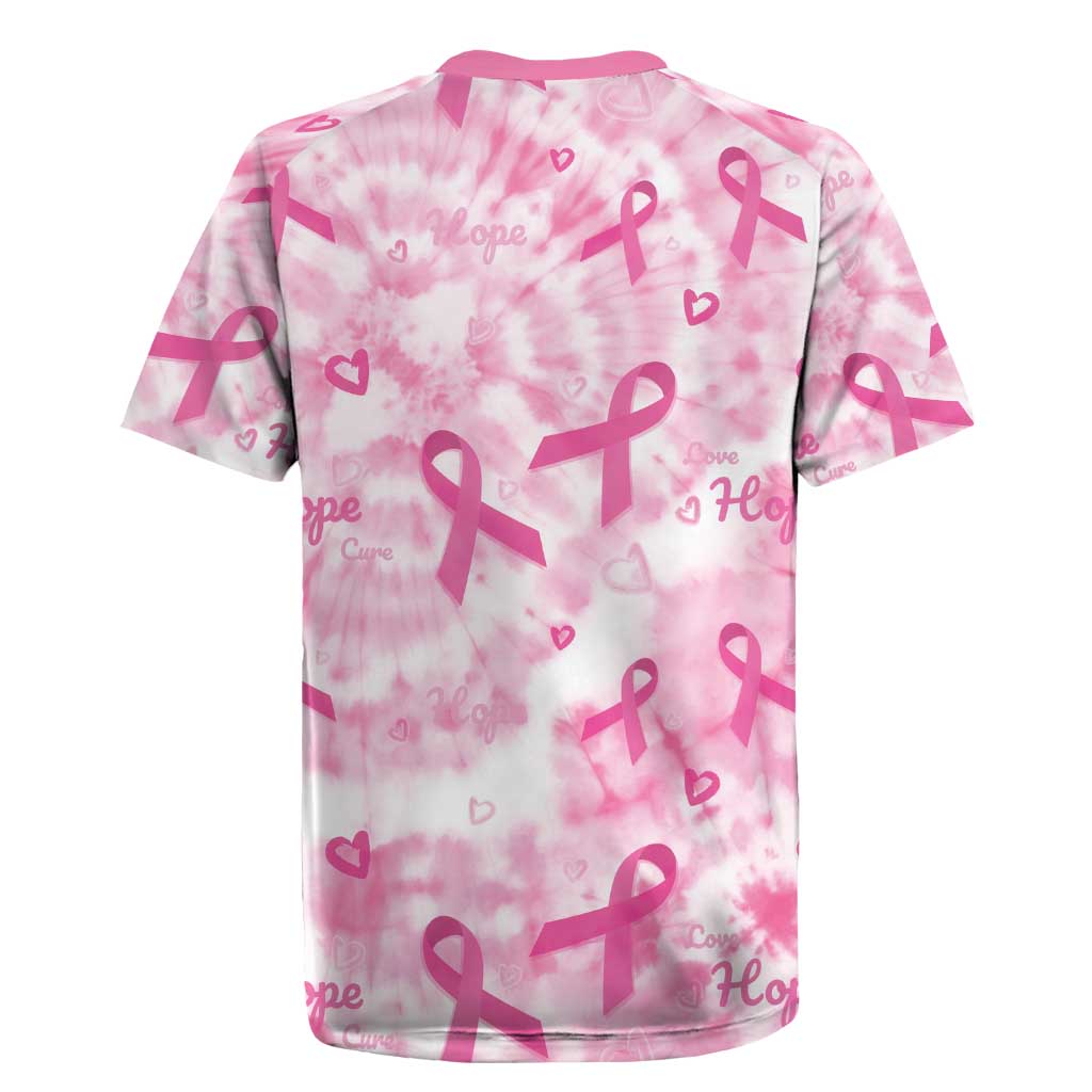 Breast Cancer Awareness Pink Ribbon Rugby Jersey Tie Dye Style - Wonder Print Shop