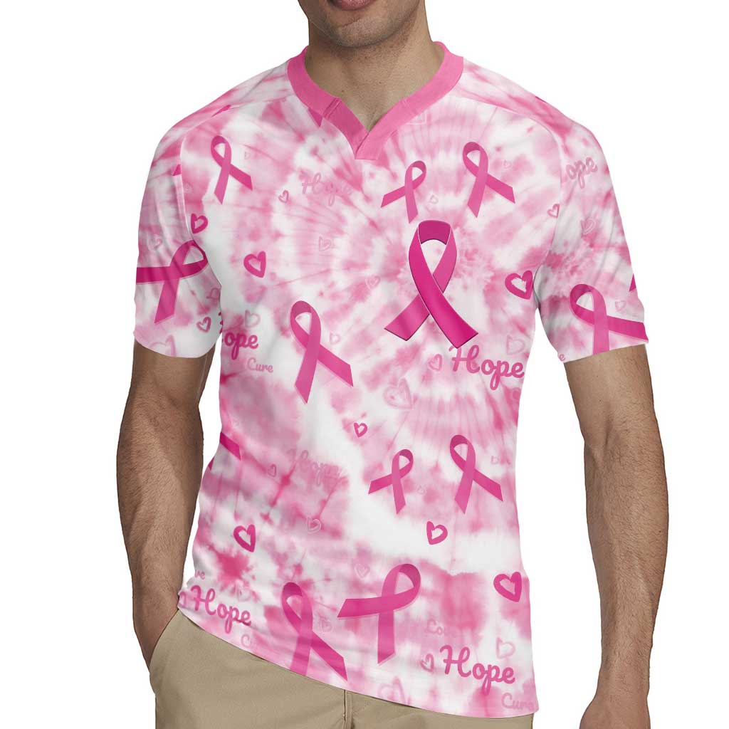 Breast Cancer Awareness Pink Ribbon Rugby Jersey Tie Dye Style - Wonder Print Shop