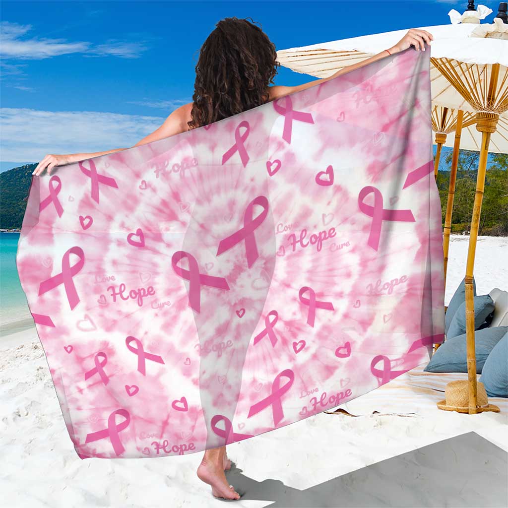 Breast Cancer Awareness Pink Ribbon Sarong Tie Dye Style - Wonder Print Shop