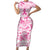 Breast Cancer Awareness Pink Ribbon Short Sleeve Bodycon Dress Tie Dye Style - Wonder Print Shop