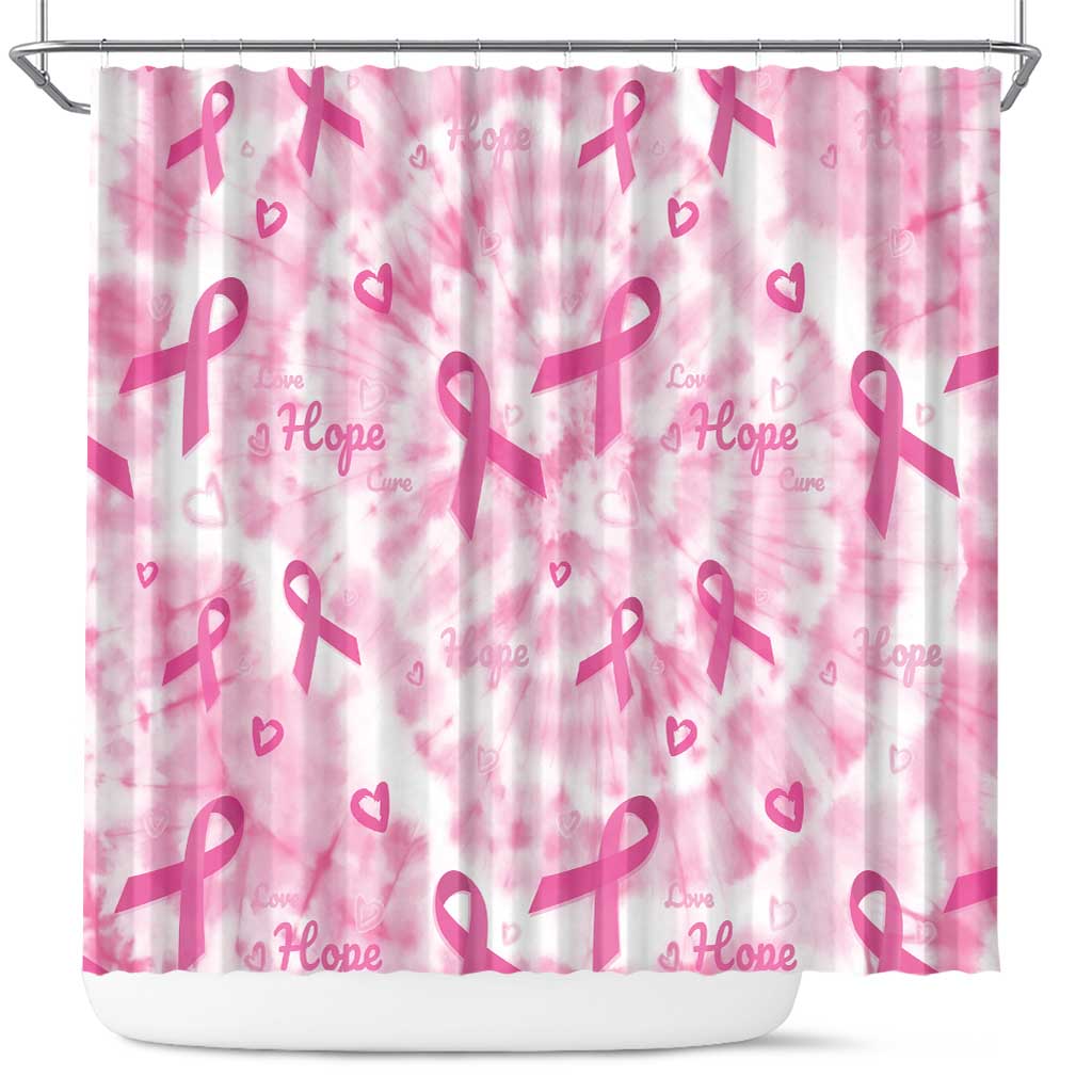 Breast Cancer Awareness Pink Ribbon Shower Curtain Tie Dye Style - Wonder Print Shop