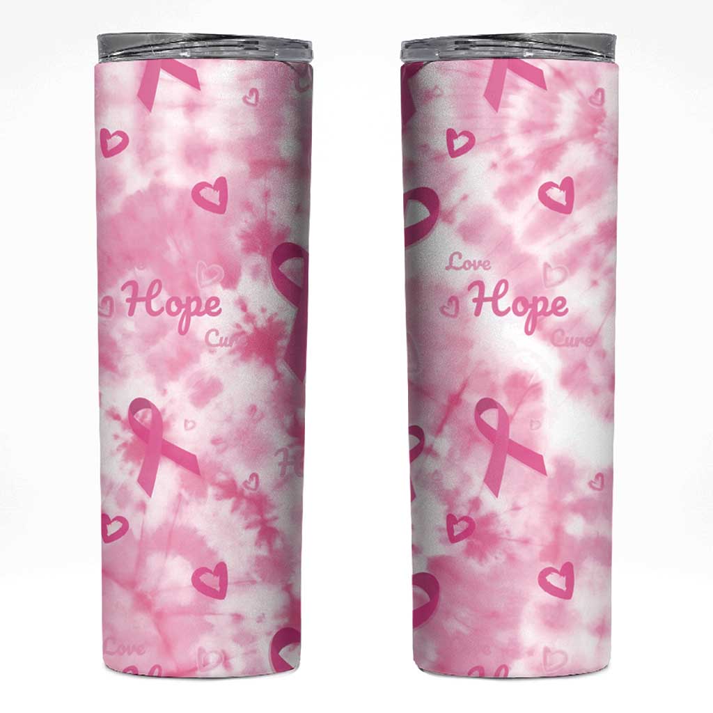 Breast Cancer Awareness Pink Ribbon Skinny Tumbler Tie Dye Style - Wonder Print Shop