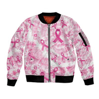 Breast Cancer Awareness Pink Ribbon Sleeve Zip Bomber Jacket Tie Dye Style - Wonder Print Shop