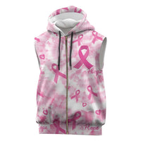 Breast Cancer Awareness Pink Ribbon Sleeveless Zip Hoodie Tie Dye Style - Wonder Print Shop