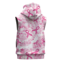 Breast Cancer Awareness Pink Ribbon Sleeveless Zip Hoodie Tie Dye Style - Wonder Print Shop